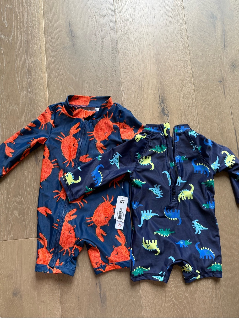 Kids Crab & Dino Rash Guard Swim Sets - both sets 3-6 months